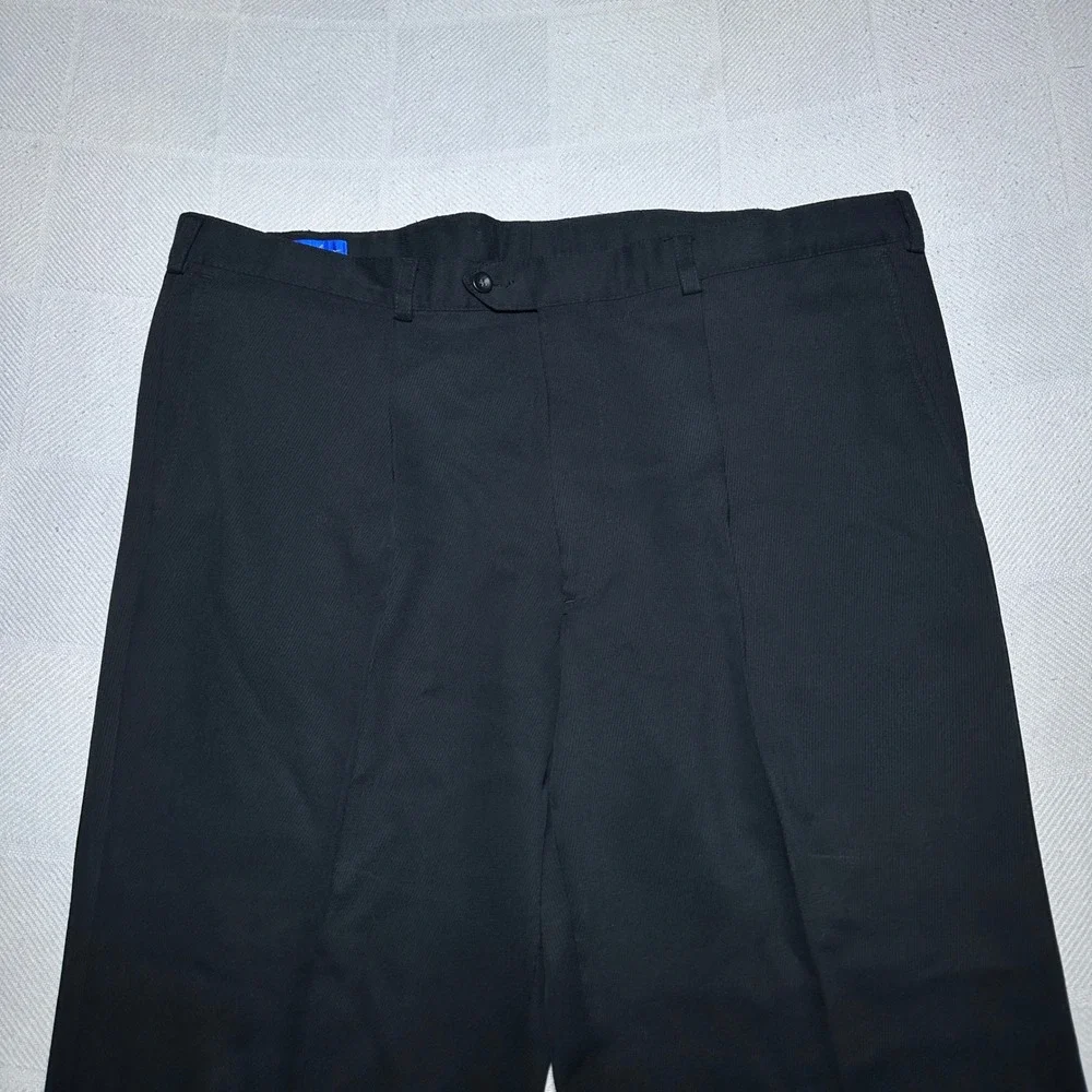 Coppley Dress Pants Men 42R Miami Flat Front Cuffed Microfiber Poly Tencel Black